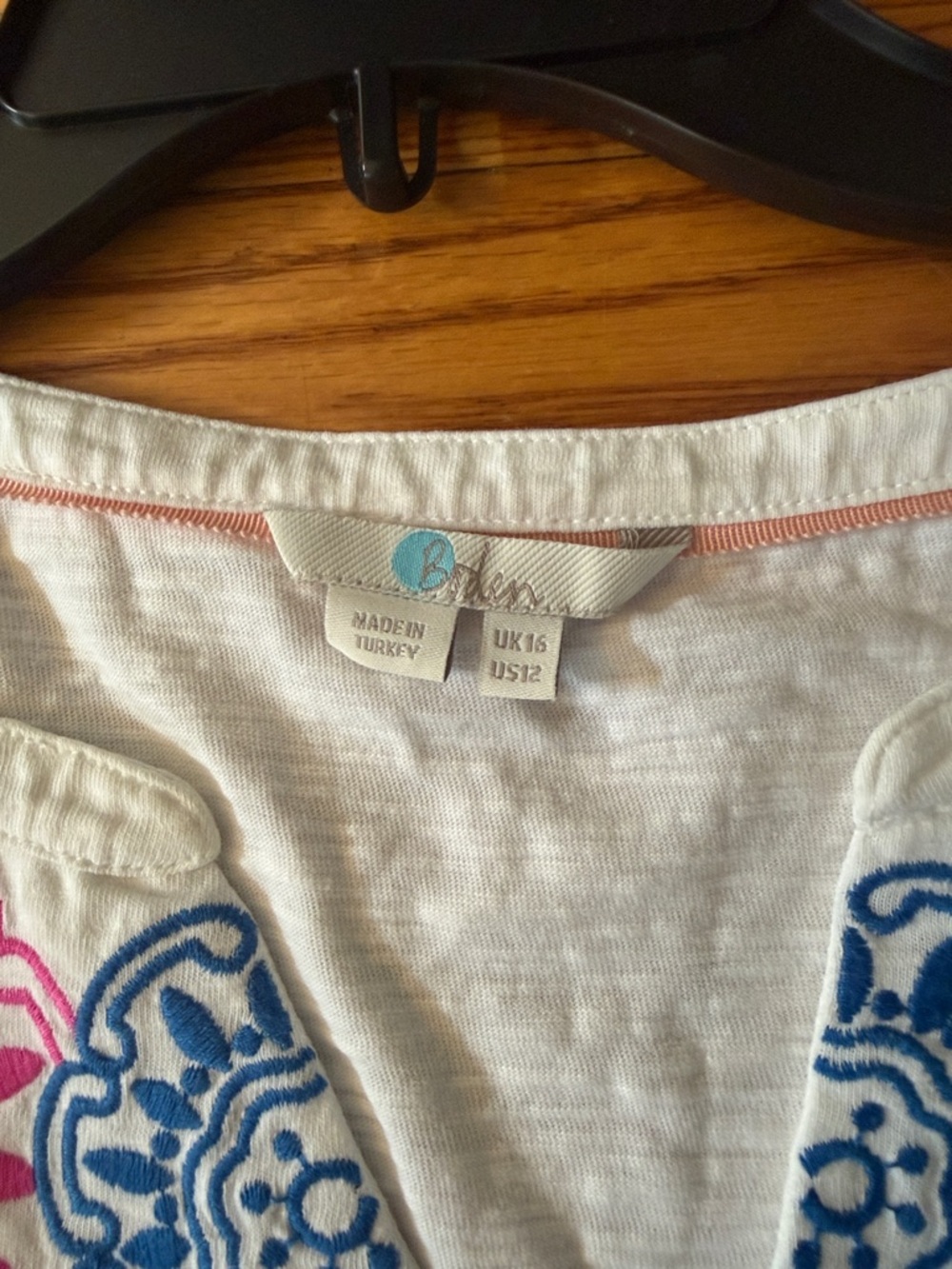 Boden White Tunic Dress with Colorful Embroidery, size 12 - Picture 2 of 4